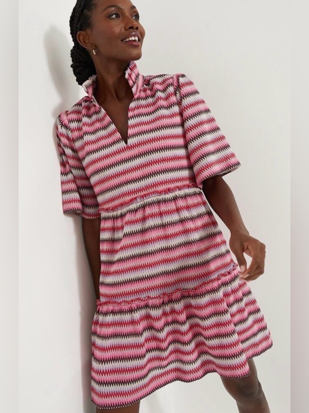 Tuckernuck Zigzag Knit Stripe Crawford Dress Pink Pre-Fall Chevron